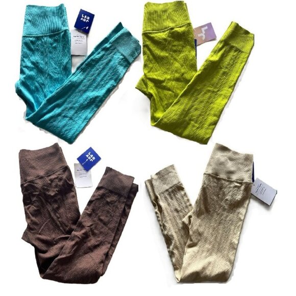 JoyLab Womens Seamless Cable Knit 7/8 Leggings Green/Blue/Brown/Ivory Size M 4Pk - Picture 1 of 14
